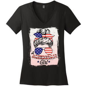 All American Girl USA American Flag Women's V-Neck T-Shirt