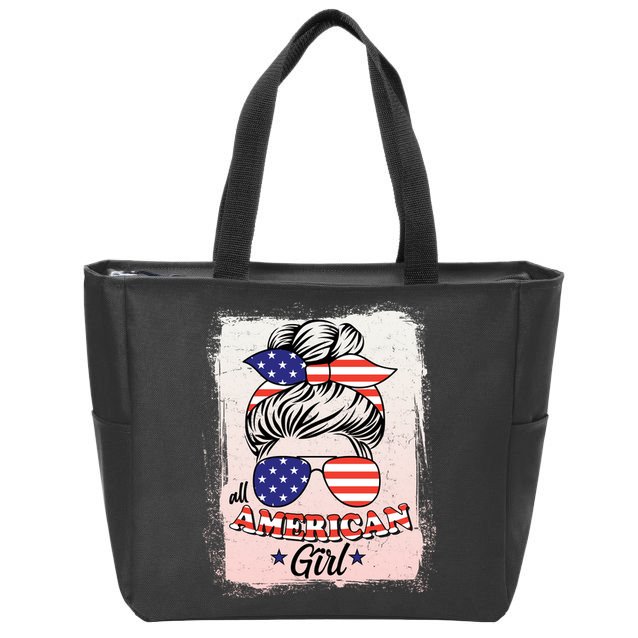 All American Girl USA American Flag Zip Tote Bag