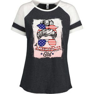 All American Girl USA American Flag Enza Ladies Jersey Colorblock Tee