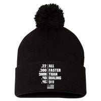 All Faster Than Dialing 911 Pom Pom 12in Knit Beanie