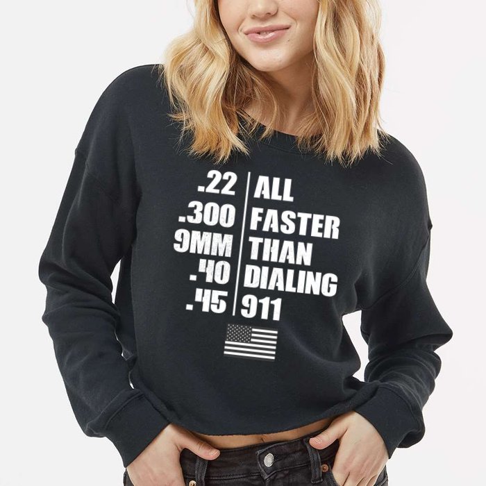 All Faster Than Dialing 911 Cropped Pullover Crew