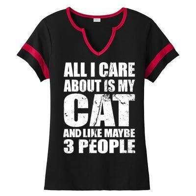 All I Care About Is My Cat And Like 3 People Ladies Halftime Notch Neck Tee