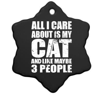 All I Care About Is My Cat And Like 3 People Ceramic Star Ornament