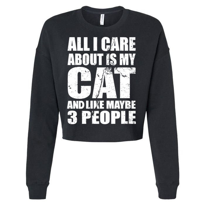 All I Care About Is My Cat And Like 3 People Cropped Pullover Crew