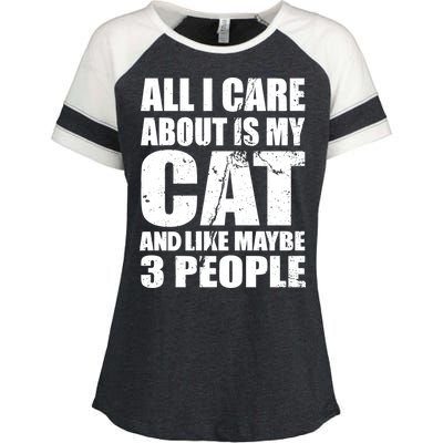 All I Care About Is My Cat And Like 3 People Enza Ladies Jersey Colorblock Tee