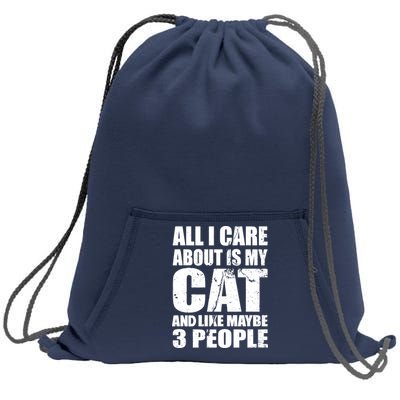 All I Care About Is My Cat And Like 3 People Sweatshirt Cinch Pack Bag