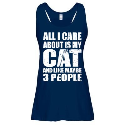 All I Care About Is My Cat And Like 3 People Ladies Essential Flowy Tank