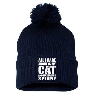 All I Care About Is My Cat And Like 3 People Pom Pom 12in Knit Beanie