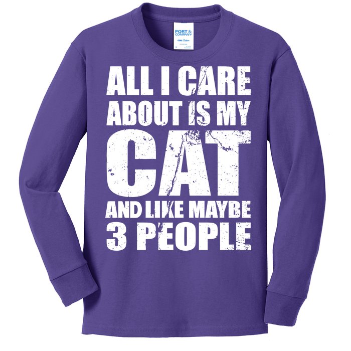 All I Care About Is My Cat And Like 3 People Kids Long Sleeve Shirt