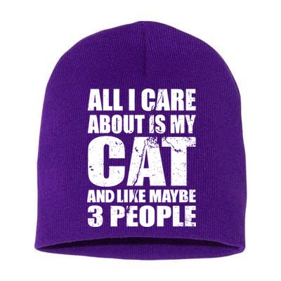 All I Care About Is My Cat And Like 3 People Short Acrylic Beanie