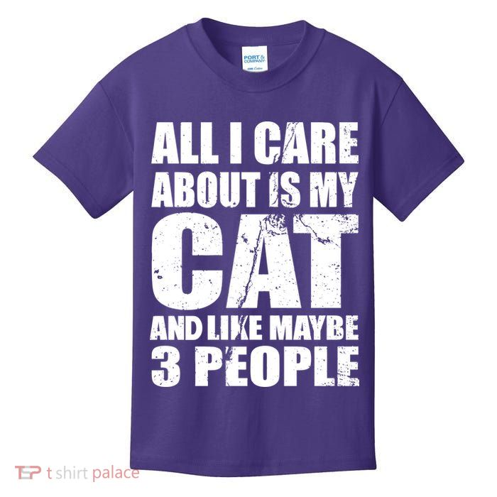 All I Care About Is My Cat And Like 3 People Kids T-Shirt