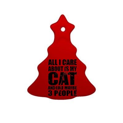 All I Care About Is My Cat And Like 3 People Ceramic Tree Ornament