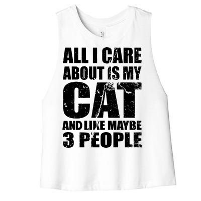 All I Care About Is My Cat And Like 3 People Women's Racerback Cropped Tank