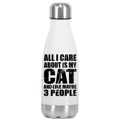 All I Care About Is My Cat And Like 3 People Stainless Steel Insulated Water Bottle