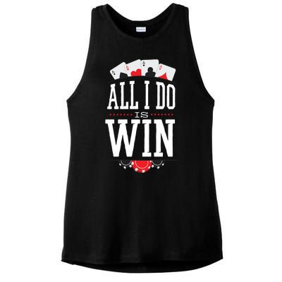 All I Do Is Win Poker Ladies PosiCharge Tri-Blend Wicking Tank