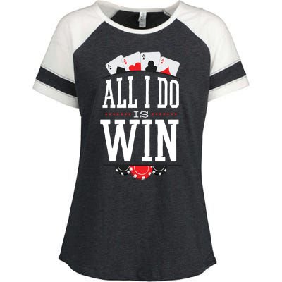 All I Do Is Win Poker Enza Ladies Jersey Colorblock Tee