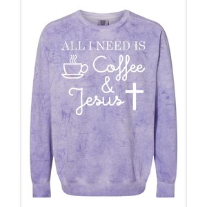 All I Need is Coffee and Jesus Colorblast Crewneck Sweatshirt