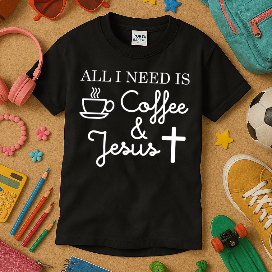 All I Need is Coffee and Jesus Kids T-Shirt