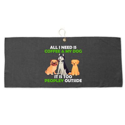 All I Need Is Coffee And My Dog Large Microfiber Waffle Golf Towel