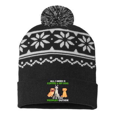 All I Need Is Coffee And My Dog USA-Made Snowflake Beanie