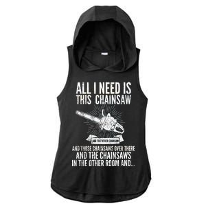 All I Need Is This Chainsaws  Ladies PosiCharge Tri-Blend Wicking Draft Hoodie Tank