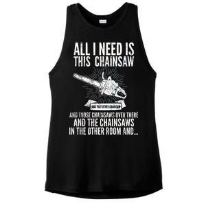 All I Need Is This Chainsaws  Ladies PosiCharge Tri-Blend Wicking Tank