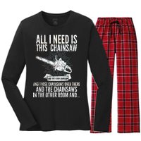 All I Need Is This Chainsaws  Women's Long Sleeve Flannel Pajama Set 