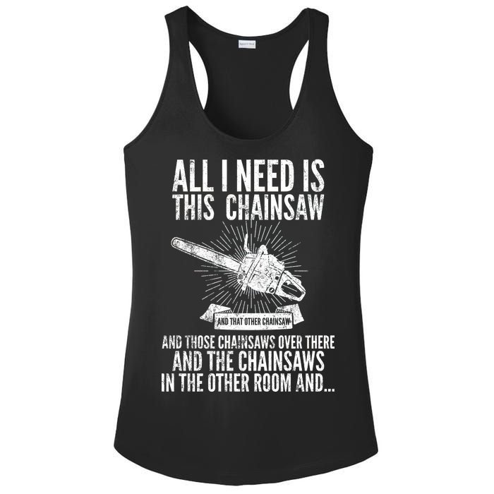 All I Need Is This Chainsaws  Ladies PosiCharge Competitor Racerback Tank