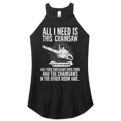 All I Need Is This Chainsaws  Women's Perfect Tri Rocker Tank