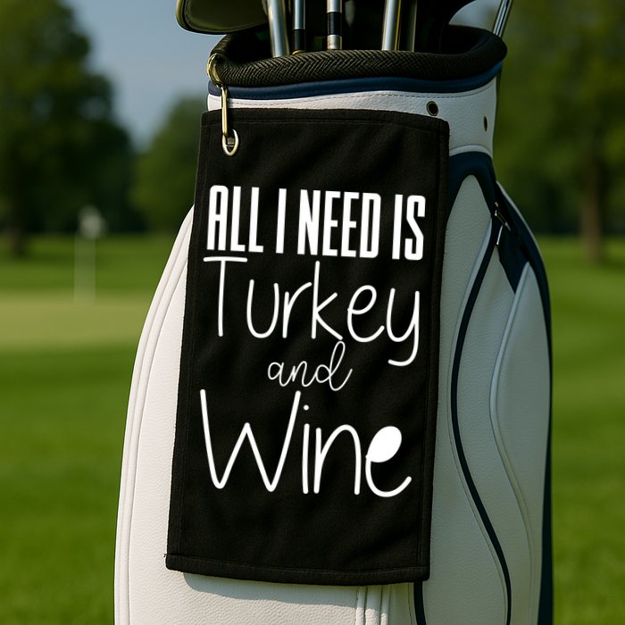 All I Need Is Turkey And Wine Golf Towel