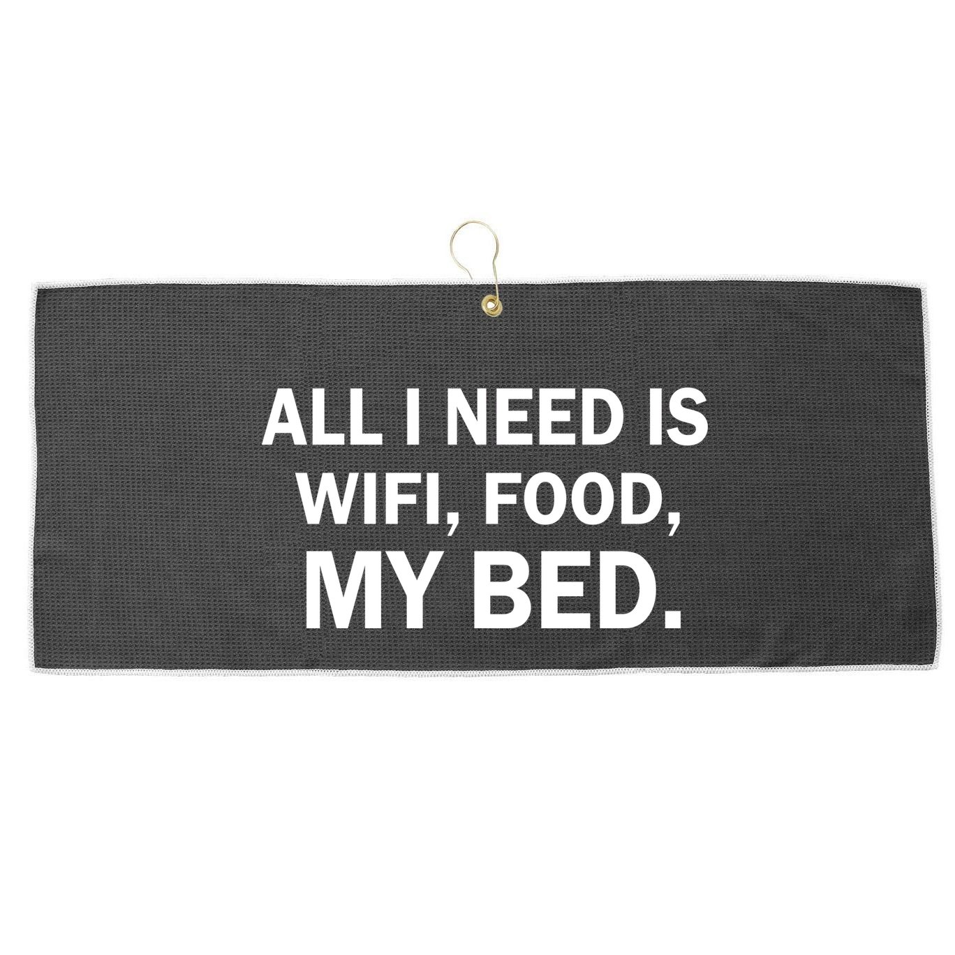 All I Need Is Wifi Food  Large Microfiber Waffle Golf Towel