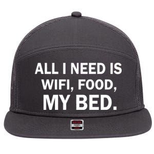 All I Need Is Wifi Food  7 Panel Mesh Trucker Snapback Hat