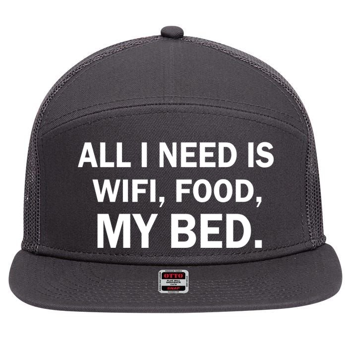 All I Need Is Wifi Food  7 Panel Mesh Trucker Snapback Hat