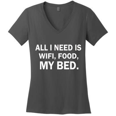 All I Need Is Wifi Food  Women's V-Neck T-Shirt
