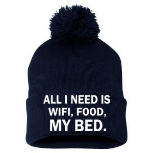 All I Need Is Wifi Food  Pom Pom 12in Knit Beanie