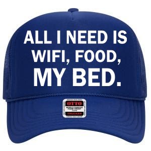 All I Need Is Wifi Food  High Crown Mesh Back Trucker Hat