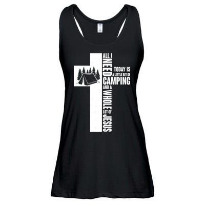 All I Need Today Is Camping And Whole Lot Of Jesus Ladies Essential Flowy Tank