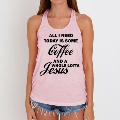 All I Need Today Is Coffee And A Lotta Jesus Women's Knotted Racerback Tank