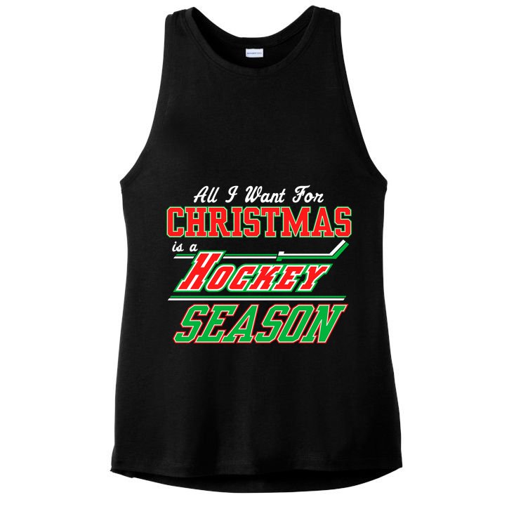 All I Want For Christmas Is A Hockey Season Ladies PosiCharge Tri-Blend Wicking Tank