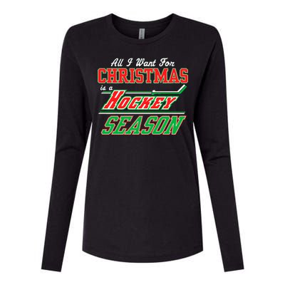 All I Want For Christmas Is A Hockey Season Womens Cotton Relaxed Long Sleeve T-Shirt