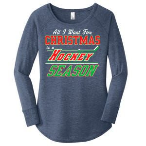 All I Want For Christmas Is A Hockey Season Women's Perfect Tri Tunic Long Sleeve Shirt