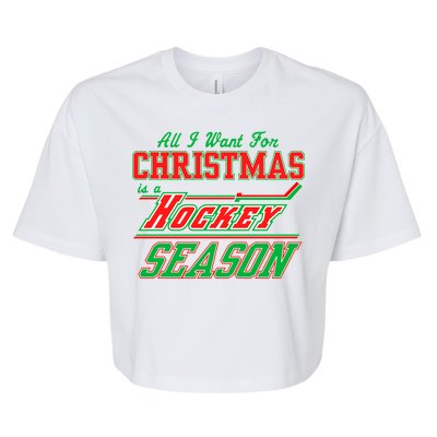 All I Want For Christmas Is A Hockey Season Bella+Canvas Jersey Crop Tee