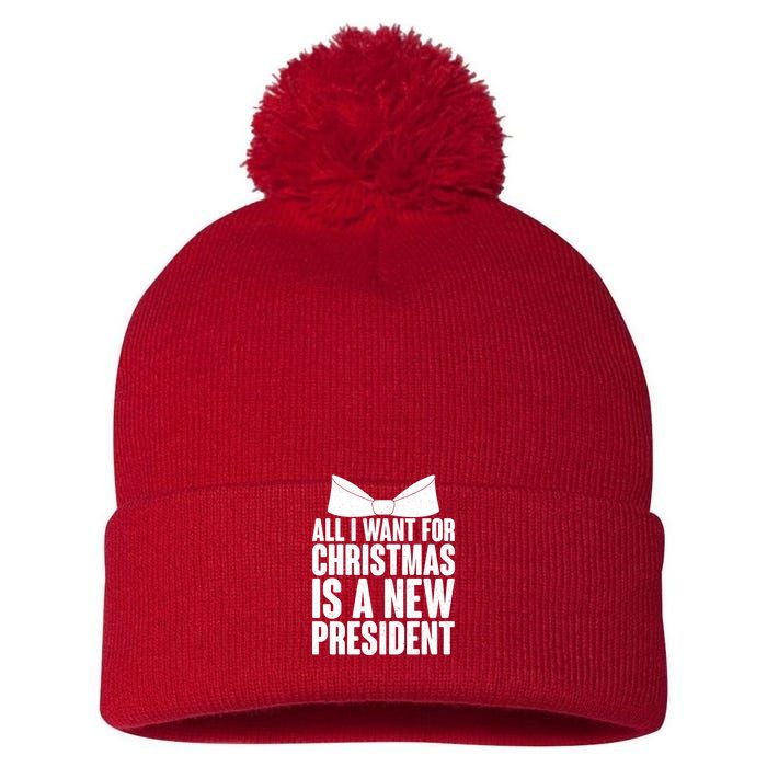 All I Want For Christmas Is A New President Pom Pom 12in Knit Beanie