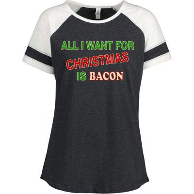 All I Want For Christmas Is Bacon Enza Ladies Jersey Colorblock Tee