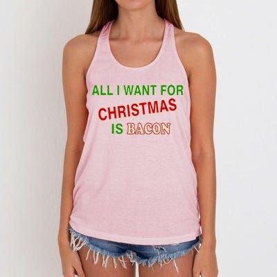 All I Want For Christmas Is Bacon Women's Knotted Racerback Tank