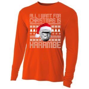 All I Want for Christmas is Harambe Ugly Sweater Design Cooling Performance Long Sleeve Crew