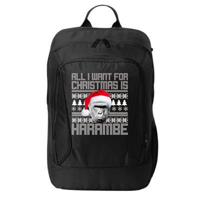 All I Want for Christmas is Harambe Ugly Sweater Design City Backpack