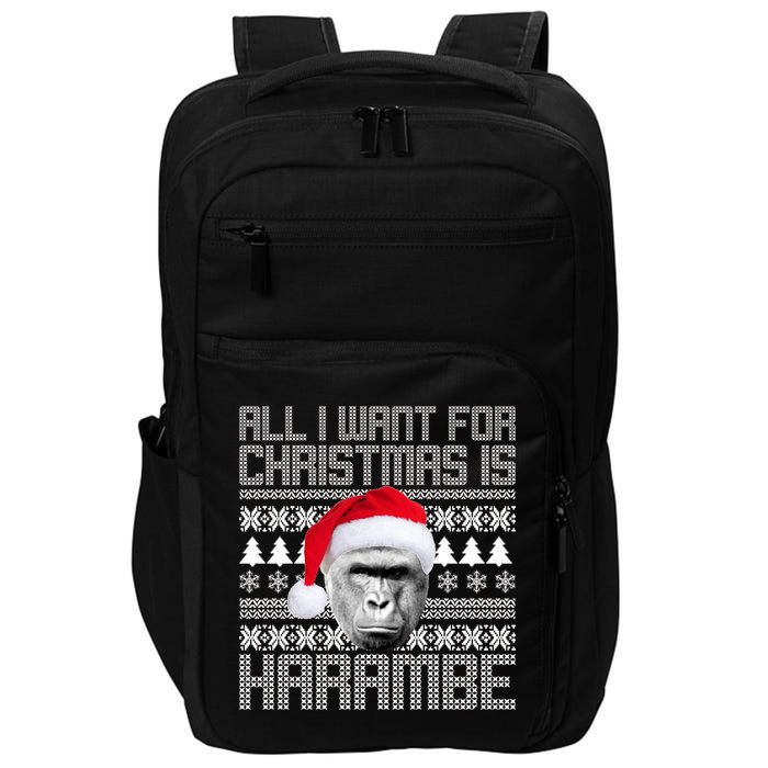 All I Want for Christmas is Harambe Ugly Sweater Design Impact Tech Backpack