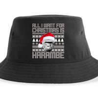 All I Want for Christmas is Harambe Ugly Sweater Design Sustainable Bucket Hat