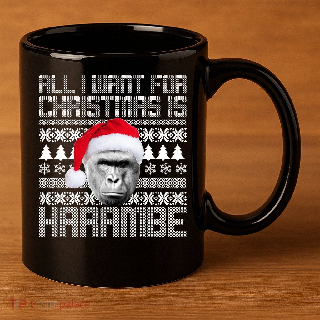 All I Want for Christmas is Harambe Ugly Sweater Design 11oz C Handle Ceramic Mug